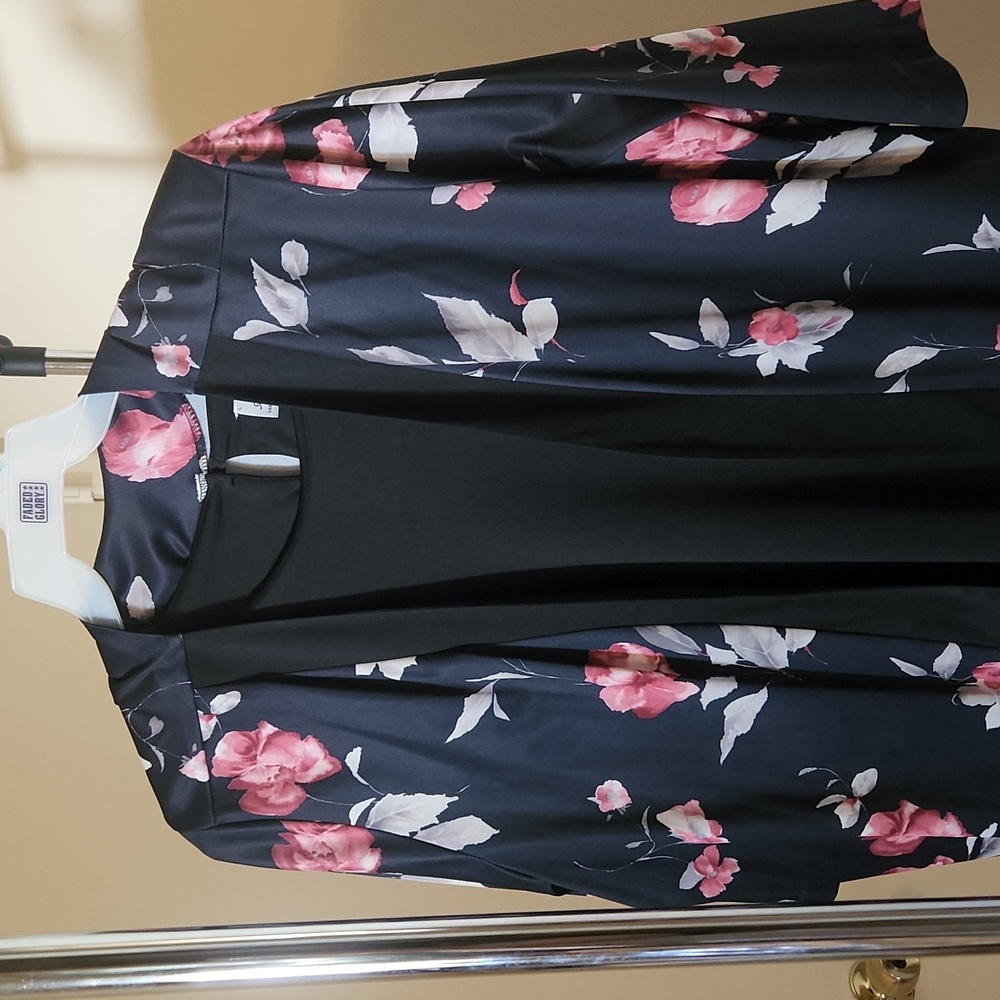 Two Piece Black Colored 3/4 Sleeve Dress with Removable 3/4 Sleeve